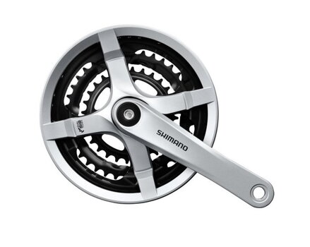 SHIMANO FC-TY501 6/7/8-k. Kliky 170mm 48/38/28z. stříbr. s krytem na čtyřhran