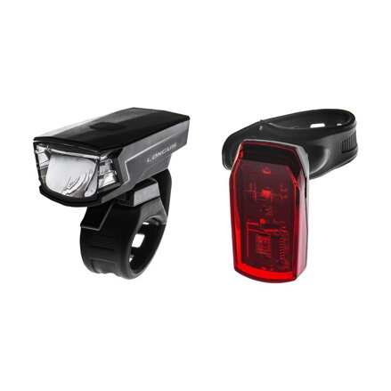 LONGUS Světla set SINGLE 1+1LED 2f/2f USB/bat černé