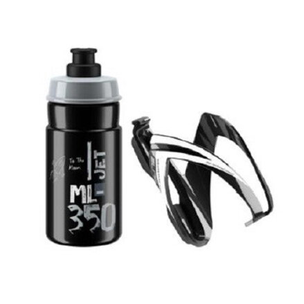 ELITE Láhev s košíkem set CEO šedo-černé logo, 350 ml